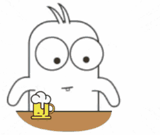 a cartoon character is holding a cup of beer and a sign that says aaal