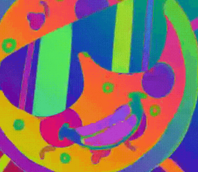 a colorful painting with a banana in the middle of the circle