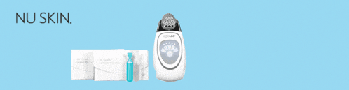 an ad for nu skin spa shows a device and a box
