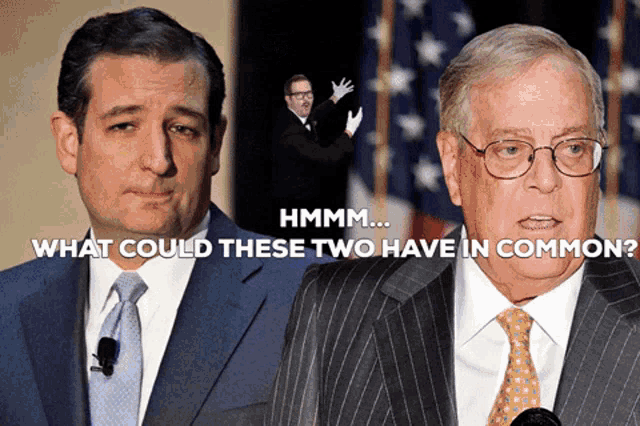 two men are standing next to each other with the words " what could these two have in common " below them