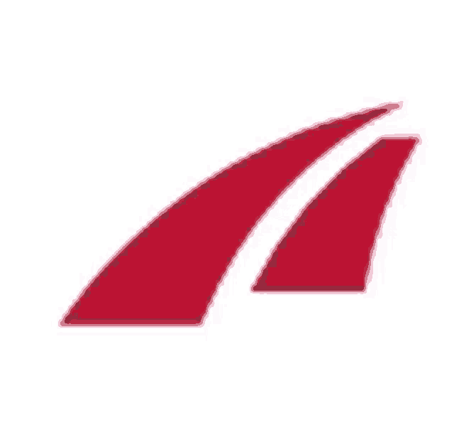 a red arrow with a white stripe on it is on a white background .