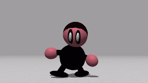 a computer generated image of a cartoon character with a gray background