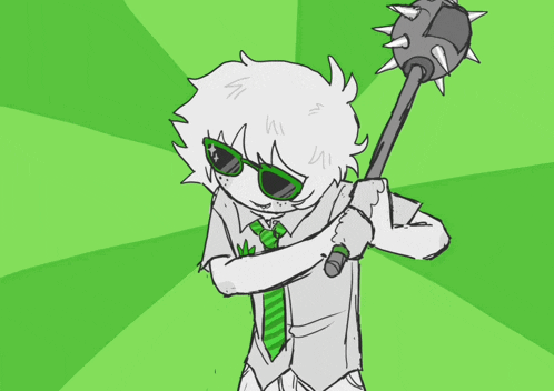 a drawing of a person wearing sunglasses and a green tie