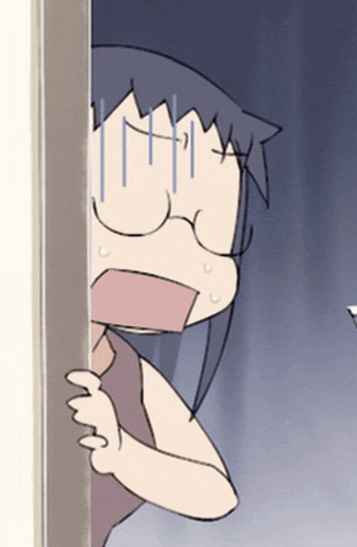 a cartoon drawing of a girl with a surprised expression on her face