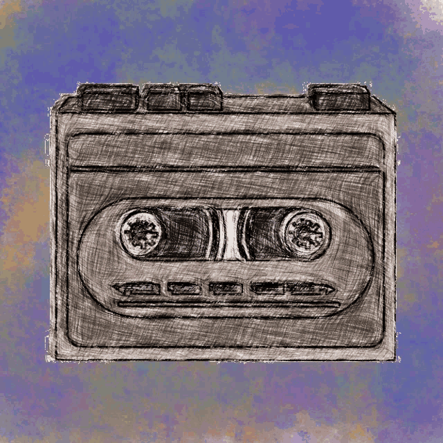 a drawing of an old fashioned cassette tape player