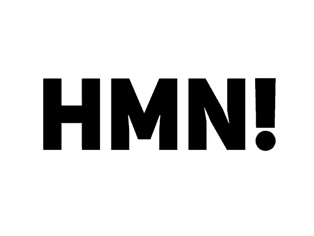a black and white logo that says hmm on a white background