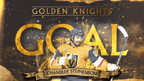 a hockey player with the name chandler stephenson on a banner