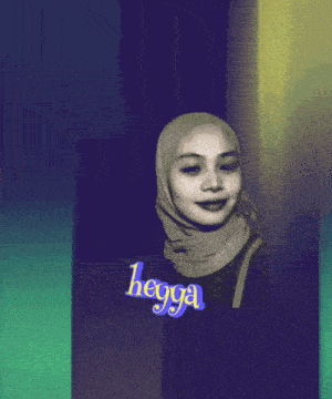 a woman wearing a hijab with the name hegga on the bottom right