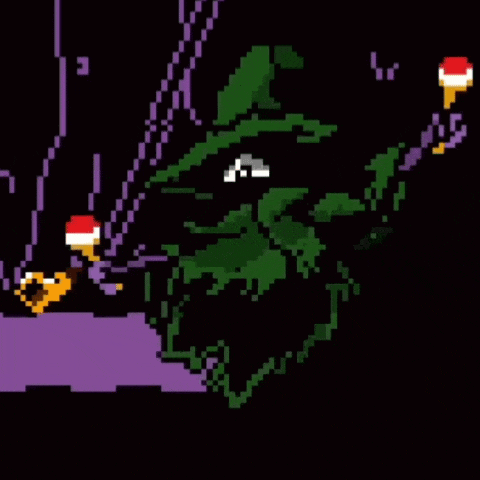 a pixel art drawing of a cartoon character with a hat on .