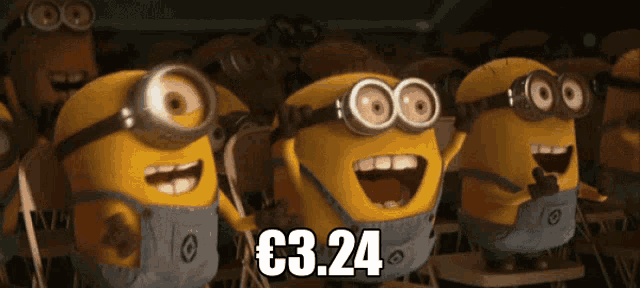 a group of minions are standing next to each other with the numbers 3 and 24 on the bottom right
