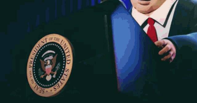 a cartoon of a man in a suit and tie giving a speech with 2:53 on the bottom
