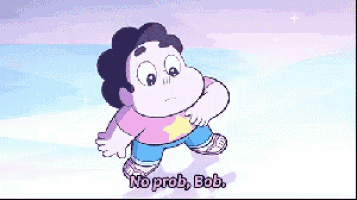a cartoon character says no prob bob in a pixel art style