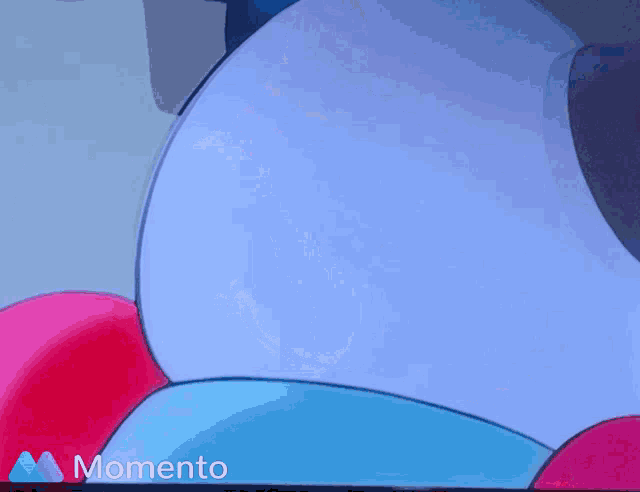 a picture of a cartoon character with a momento logo in the corner