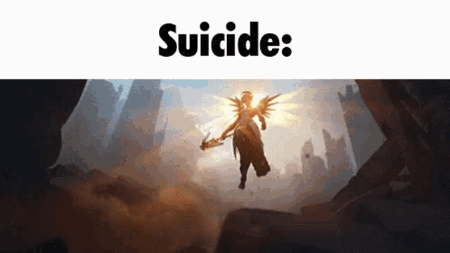 a picture of a woman with wings and the words suicide below her