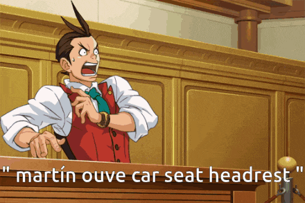 a cartoon of a man behind a podium with the words " martin ouve car seat headrest " below him