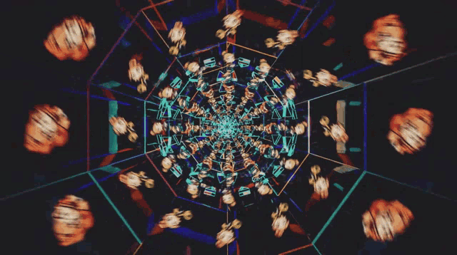 a kaleidoscope of triangles and circles in the dark