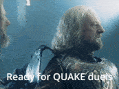 a man with a beard is ready for quake duels