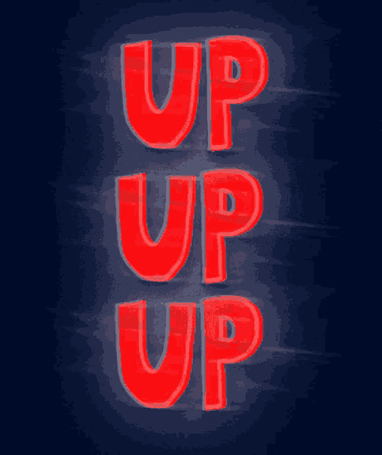 the word up is written in red on a blue background