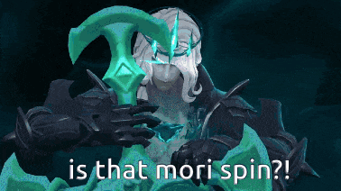 a video game character holding a sword with the words is that mori spin below him