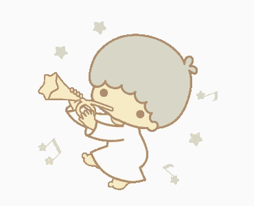 a little angel is blowing a trumpet with a star in it