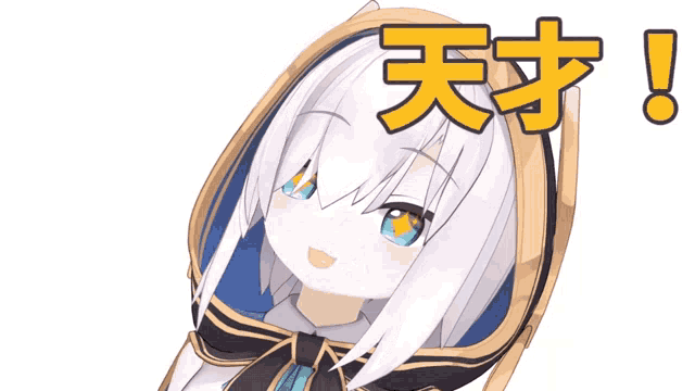 a girl with white hair and blue eyes is wearing a hooded cape and gloves