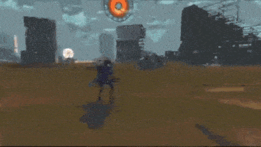 a person is standing in the middle of a field in front of a large explosion .