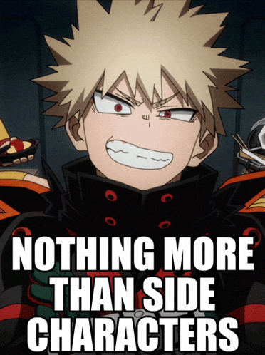 a poster that says nothing more than side characters with a cartoon character