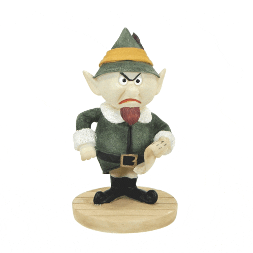 a figurine of an elf with a beard and a green hat