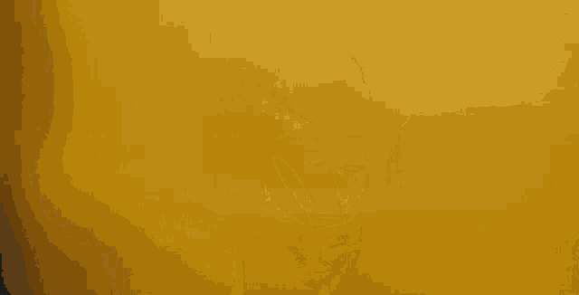 a close up of a person wearing a black boxing glove on a yellow background .