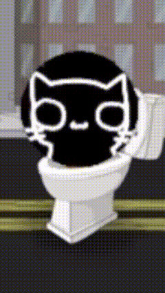a black cat is sitting on a toilet with the letter b on its head