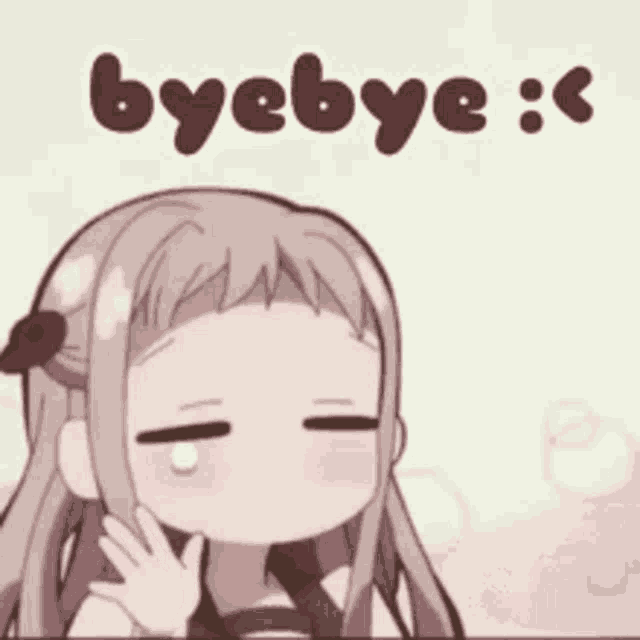 a cartoon of a girl saying bye bye .