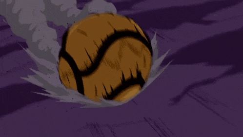 a basketball with a face on it is flying through the air