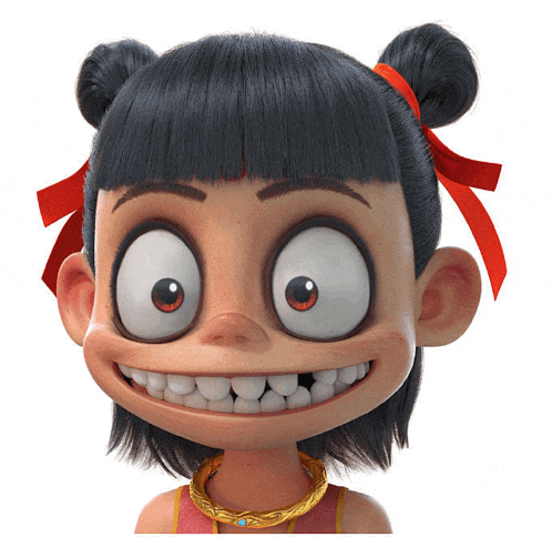 a close up of a cartoon character 's face with big eyes