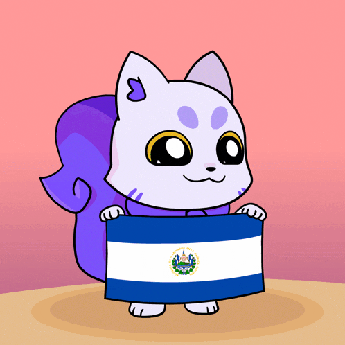a cartoon squirrel is holding a blue and white flag