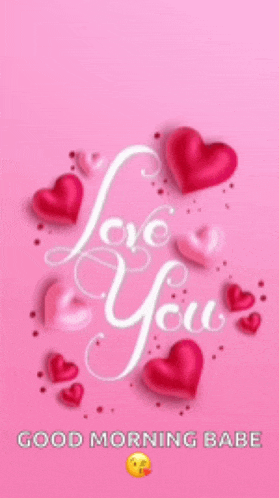 a pink background with hearts and the words love you on it