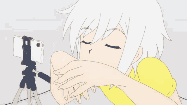 a drawing of a person taking a selfie with their phone
