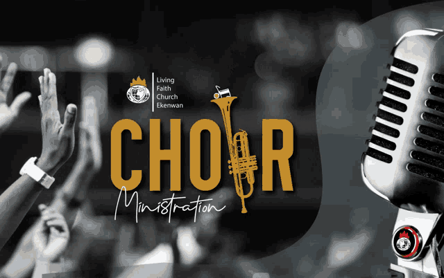 a poster for choir ministration with a microphone