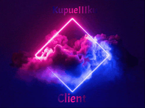 a purple and blue glowing square with the word client written on it