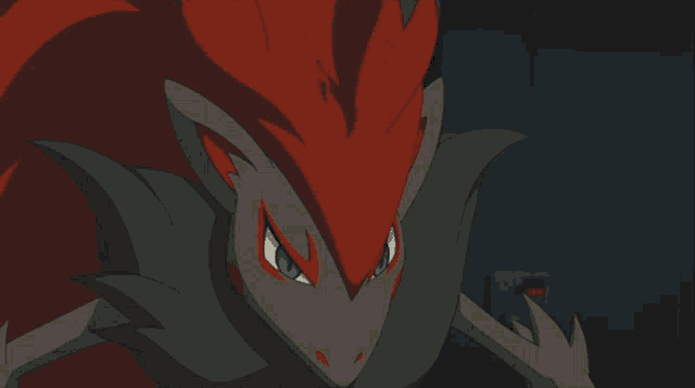 a cartoon drawing of a red and black animal