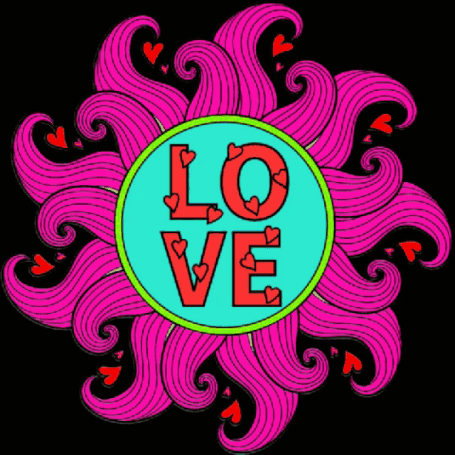 a drawing of a sun with the word love in the middle