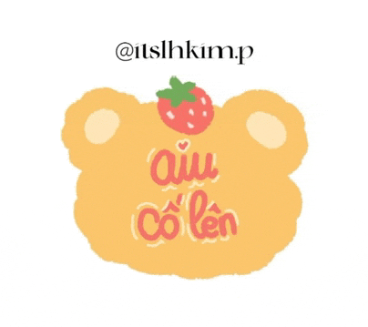 a teddy bear with a strawberry on its head and the words " aiu co len "