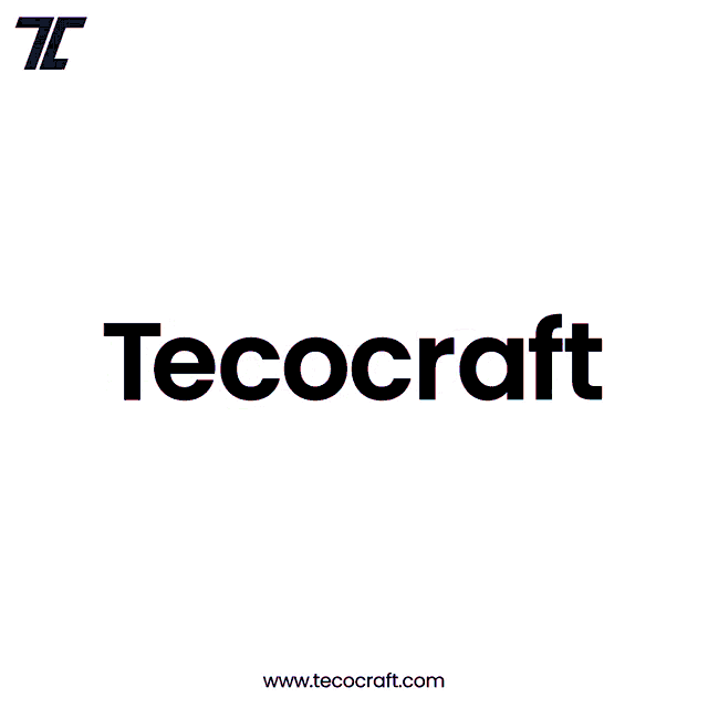 a colorful logo for tecocraft with splashes of paint