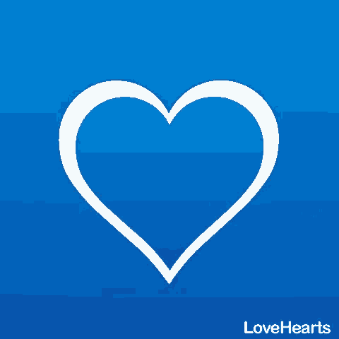 a blue background with a white heart and the word lovehearts