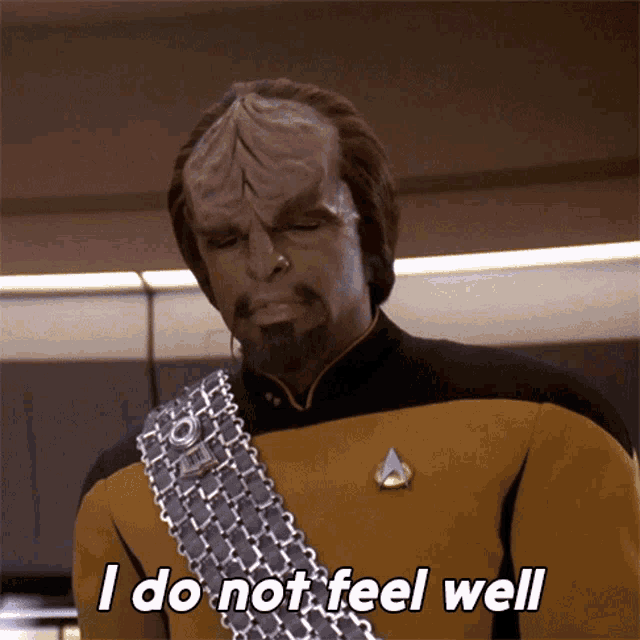 a man says i do not feel well in a yellow uniform