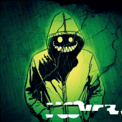 a drawing of a man in a hoodie with a big smile