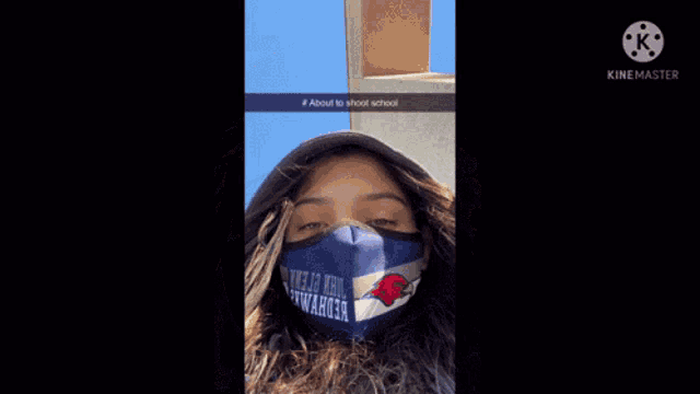 a woman wearing a face mask that says john o'neill on it