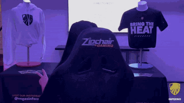 a zipchair gaming chair is sitting in front of a table