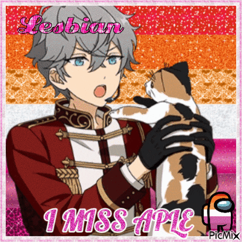 a picture of a man holding a cat that says i miss apc