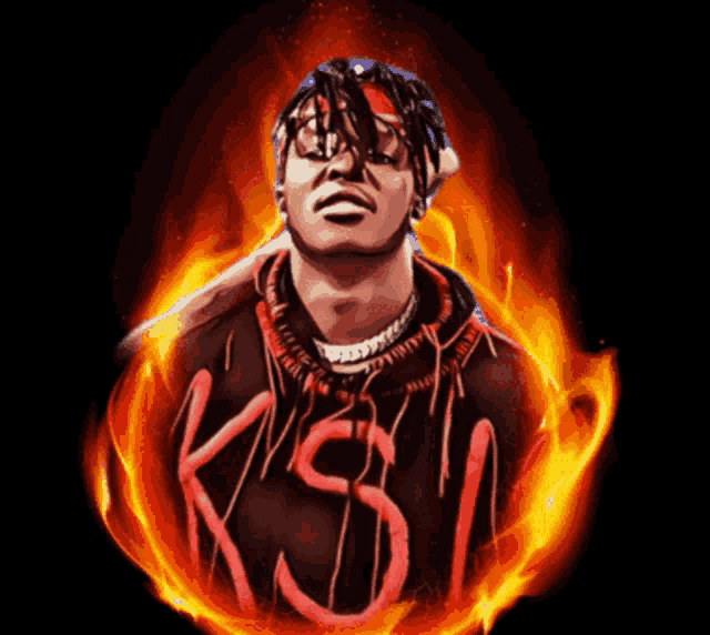 a painting of a man wearing a shirt that says ksi on it