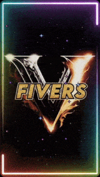 a neon sign that says fiver 's in gold letters